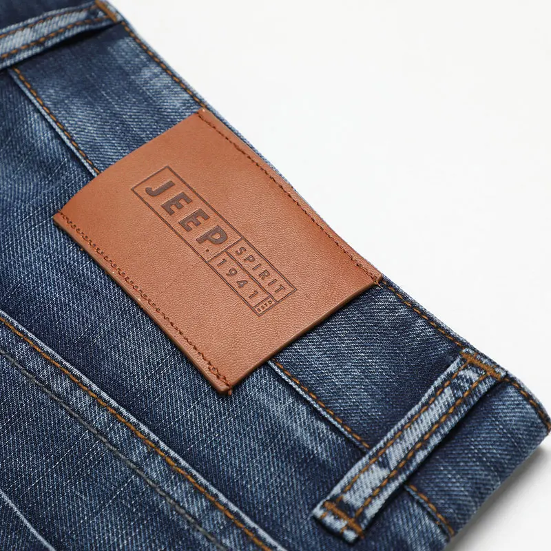 2019 Spring Summer JEEP Brand Cotton Jean Elastic Mens Casual Full Length Mid Waist Straight Jeans Cotton Pants Fashion Trousers (29)