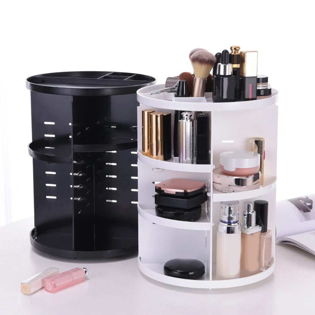 

3 Colors New Multifunctional Plastic 360-degree Rotating Jewelry Makeup Brush Holder Organizer Storage Box
