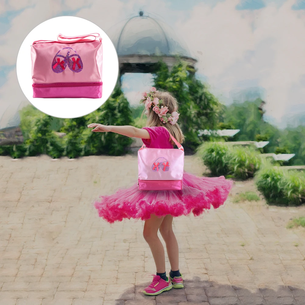 Розовая Принцесса балета для латинских танцев сумка для маленьких девочек балерина малыш подростков танцор с двойной Слои отделение