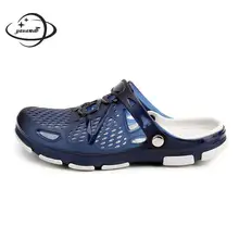 Мужские сандалии; летние мужские сандалии; обувь с отверстиями; пляжная однотонная дышащая износостойкая Мужская обувь без застежки на низком каблуке; Y23