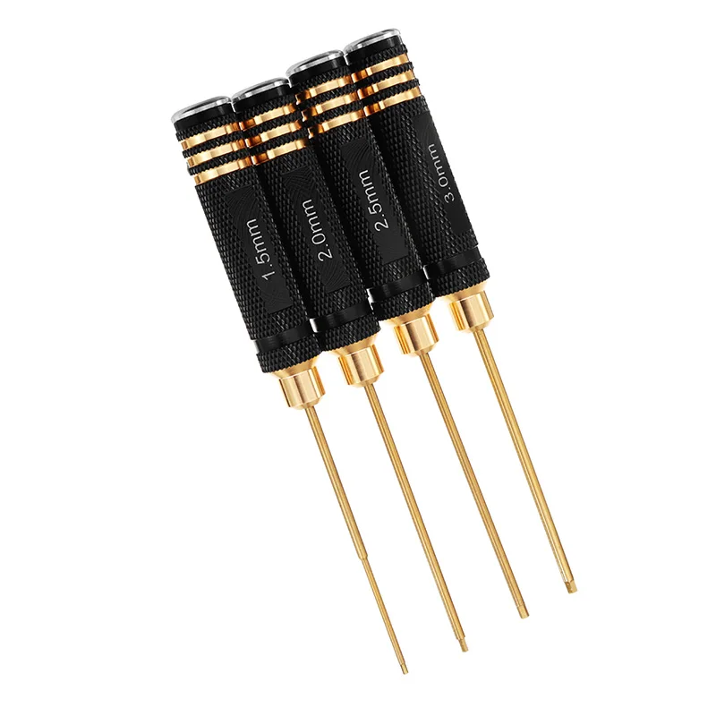 YZ-004 4pcs 1.5//2.0//2.5//3.0mm Hexagonal Titanium alloy Screwdriver Tool Set For