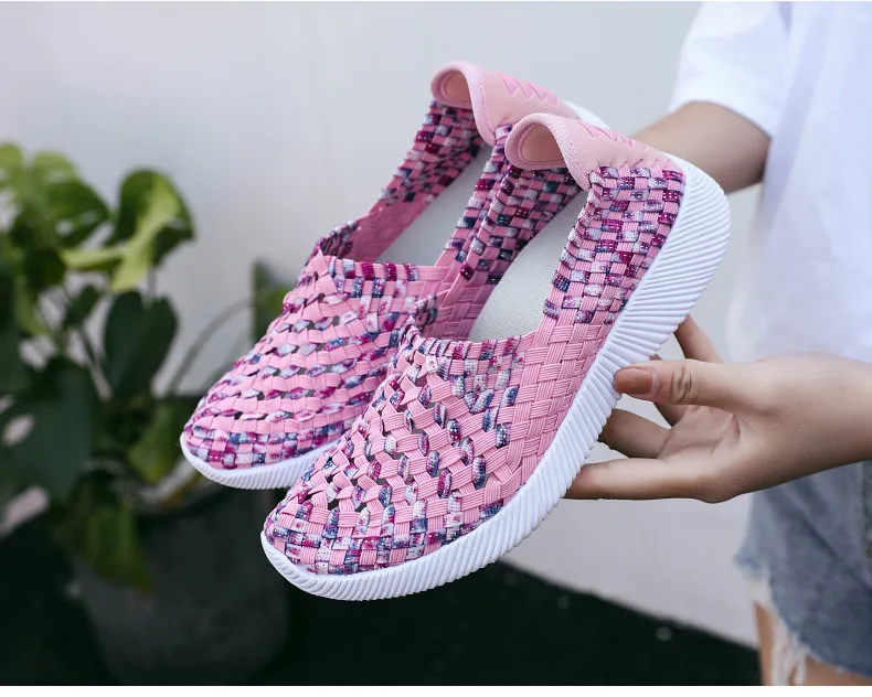 2019 spring women flat shoes light flat loafers shoes Breathable Driving Shoes walking woven shoes for ladies loafers (6)