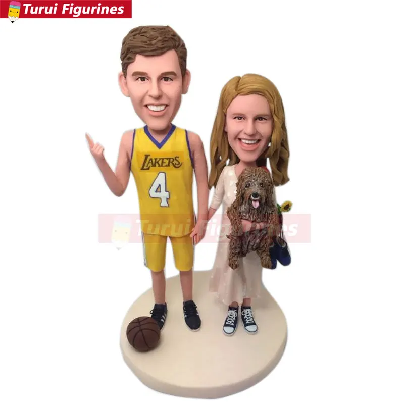 Sports Basketball Wedding Cake Topper Custom Bobble Head Clay Figurine Based On Customers Photos Using As Wedding Birthday Cake Statues Sculptures Aliexpress