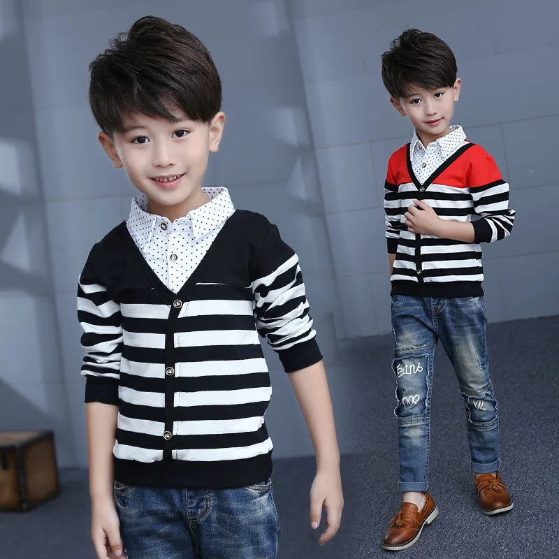 

Autumn Winter Boy Blouse Shirt School Fashion Kids Clothes Blusas Tops Tee Striped Pullover Boys Shirts Baby Clothing Children