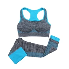 2Pcs Solid Color Women Fitness Seamless Bra+Pants Leggings Set Workout Wear S-L