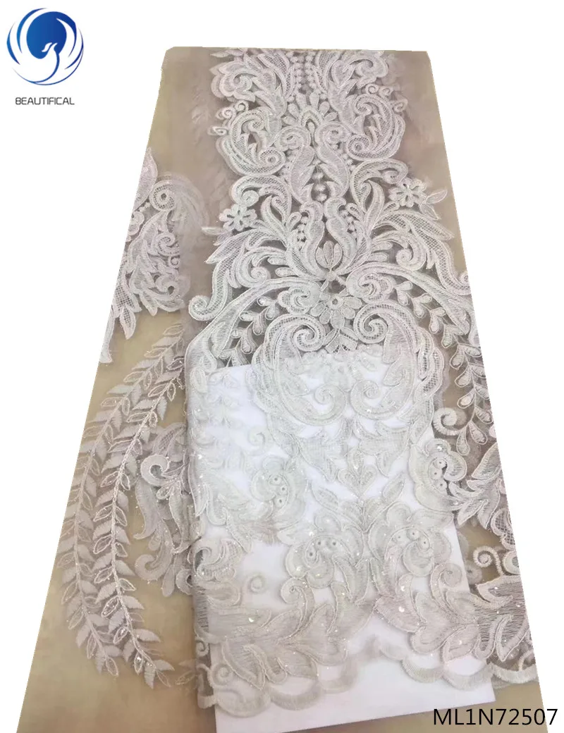 Beautifical розовый Тюлевое кружево с пайетками ткани 2019 высокое качество платье