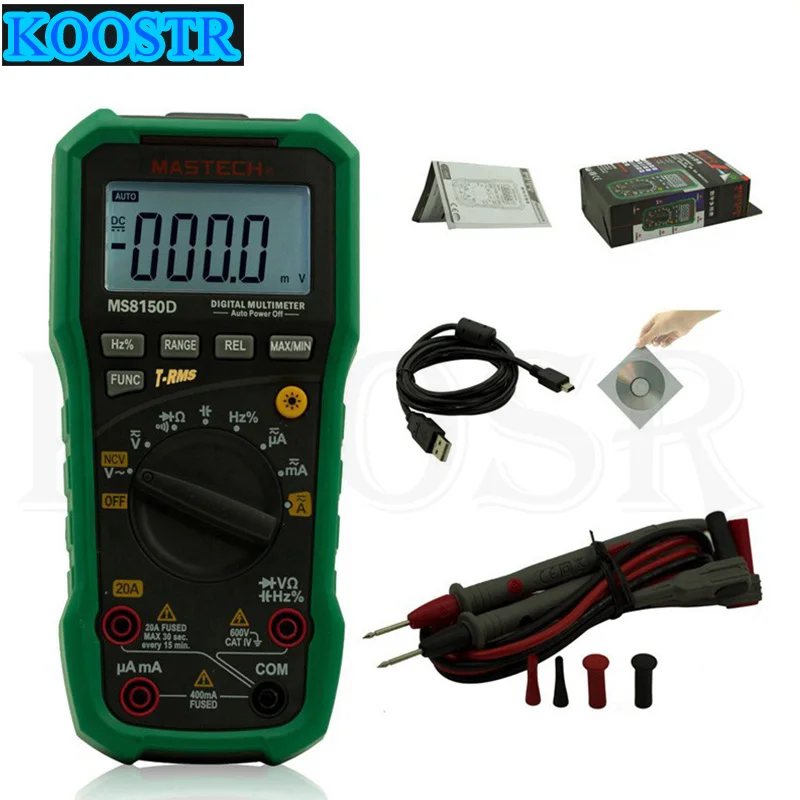 

Mastech MS8150D Digital Multimeter Auto Range Ture RMS 6600 Counts Portable Tester Meter Electrical Instrument Diagnostic-tool