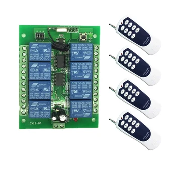 

12V 8 CH 8ch channel RF Wireless Remote Control Switch & 4PCS Remote Control System Receiver Transmitter 433MHZ