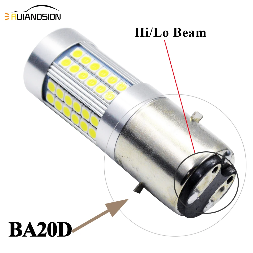 BA20D H6 светодиодный головной светильник для мотоцикла 66 3030 SMD лампы 6 в 12 В белый Hi/Lo мотоцикл Мопед Скутер ATV светильник лампа