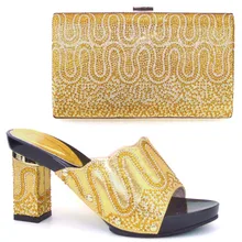 African Shoes And Matching Bags Italian 9cm Italy Shoe And Bag Set With Rhinestones Matching Shoes And Bags For Wedding CT16-55