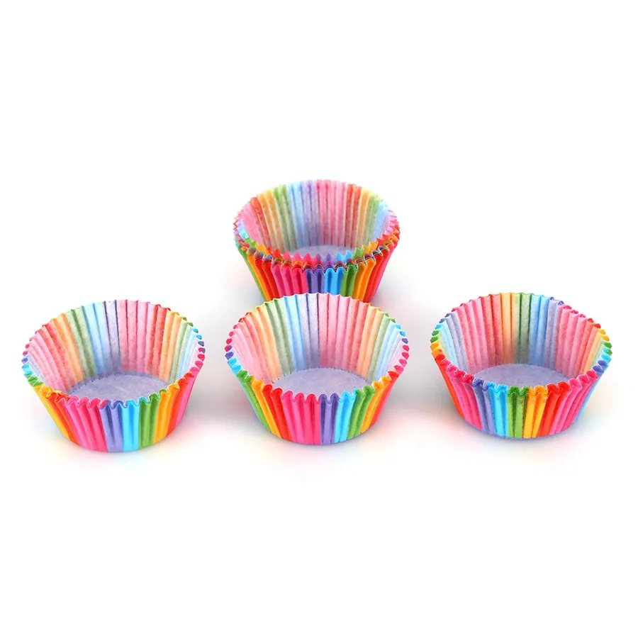 

100Pcs/lot Colorful Rainbow Paper Cake Cupcake Liners Baking Muffin Cup Case Party