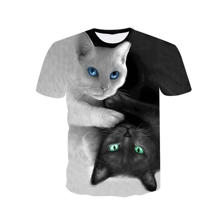 

New men's T-shirt 3D printed animal cat casual short sleeve cute women shirt