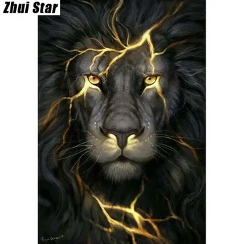 

Full Diamonds 5D DIY Diamond Painting "Black lion" Diamond embroidery Cross Stitch Rhinestone Mosaic Painting Decoration