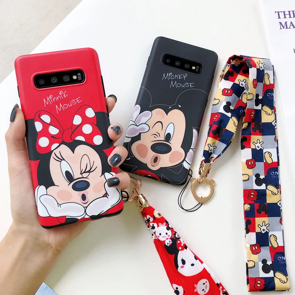

Silk scarf Lanyard Cartoon Soft Silicone Phone Cases for Samsung Galaxy S10 Plus S9 S8 Cover for Samsung Note 10 Plus note 9 8