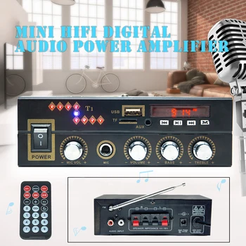 

Bluetooth 2.0CH Mini Digital Audio Power Amplifier audio with microphone /USB/TF/FM/AUX play stereo sound control volume Home