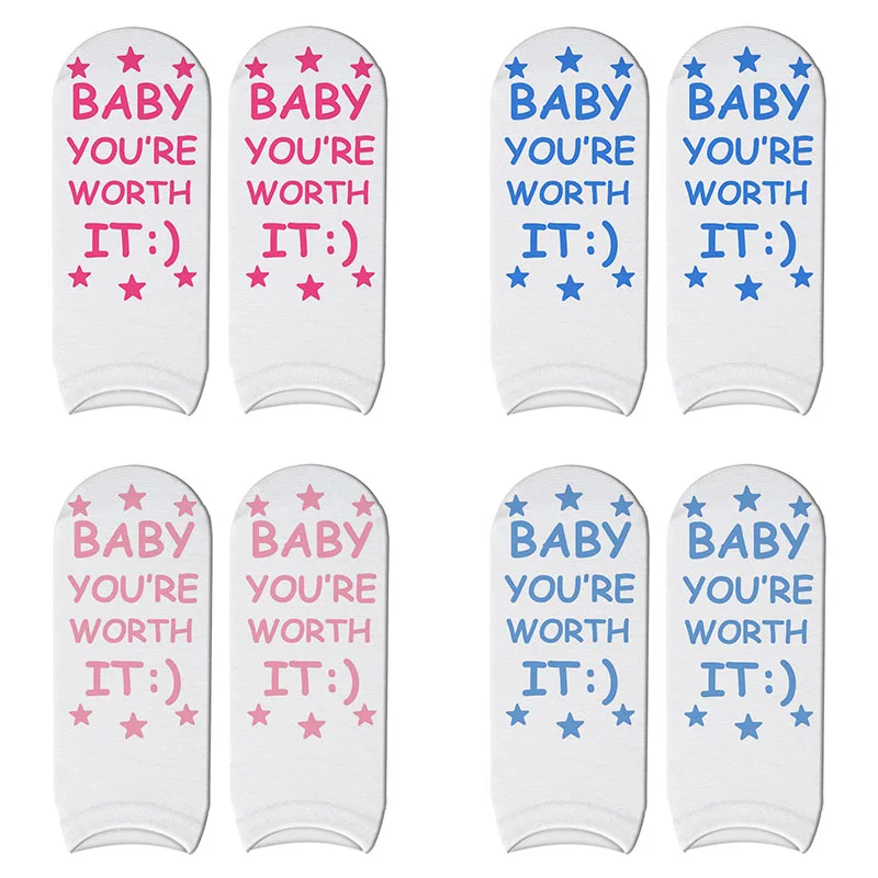 

New 3D Printed Baby You're Worth It Gender Reveal Back Words Short Socks Cute Maternity Hospital Ankle Socks for Pregnancy Women