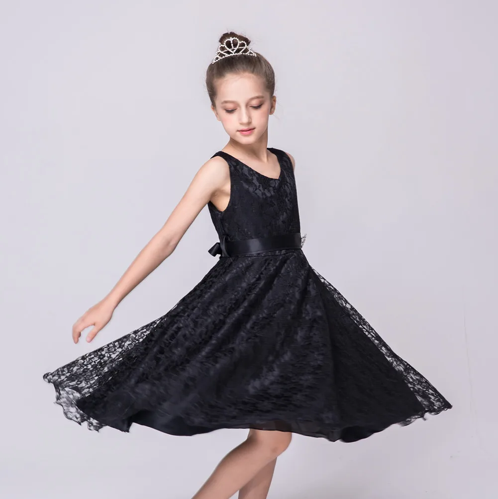 Estilo de Flor Vestidos com Strass Casamento da Dama Novo Meninas Vestidos Crianças Rendas Faixa Festa Honra Roupas 10 rendas vestidos com strass faixa crianças festa