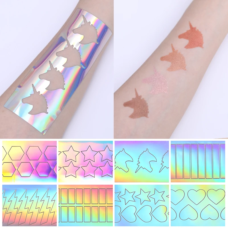1 Sheet Holographic Rainbow Colorful 3D Hollow Lipstick Eyeshadow Makeup Color Test Adhesive Sticker Makeup Accessories Tool 1 Sheet Holographic Rainbow Colorful 3D Hollow Lipstick Eyeshadow Makeup Color Test Adhesive Sticker Makeup Accessories Tool