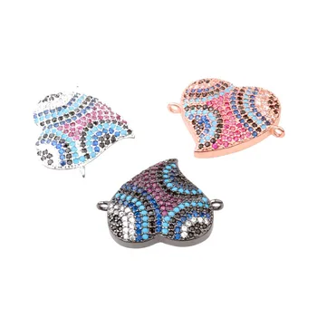 

NEW Turkish Fashion Heart Pendant Jewelry Connector and Zircon 3-Color Necklace Bracelet DIY Jewelry Making Accesorios