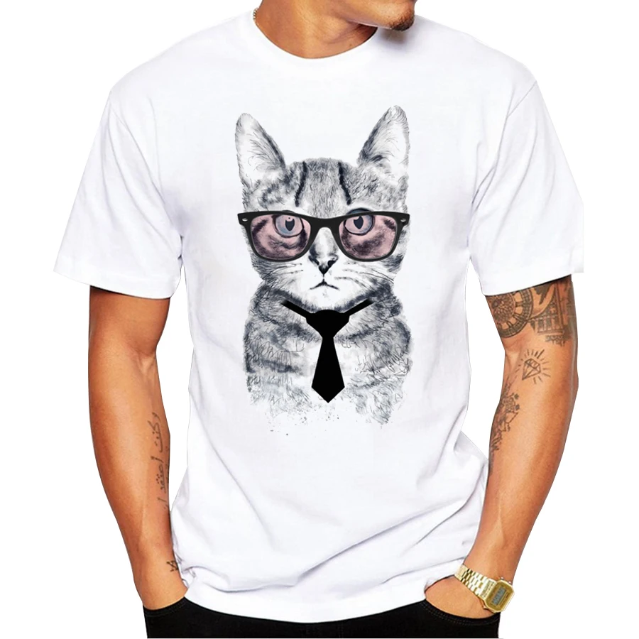 Новые поступления модные NYC Cat Дизайн Для мужчин футболка мальчиков Hipster panka Smart cat
