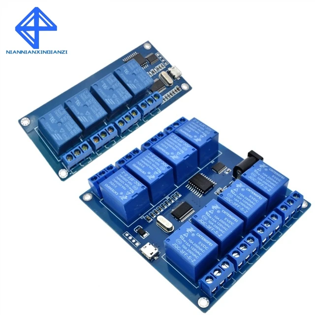 Best Price DC 5V 10A 4 8 Channel Relay Module Micro USB Board With Indicator PC Upper Computer ICSE014A Software Control