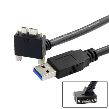 

10pcs/lot CY 1.2m 30 Degree Slant Angled Micro USB Screw Mount to 3.0 Data Cable for Camera