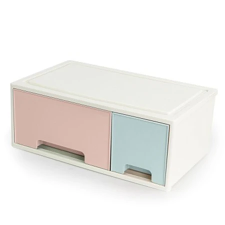 Ящик для хранения, ящик для хранения, настольный органайзер для ювелирных изделий, коробки, акриловый пластиковый ящик для хранения косметики, кухонный органайзер для приправ - Цвет: Pink Blue