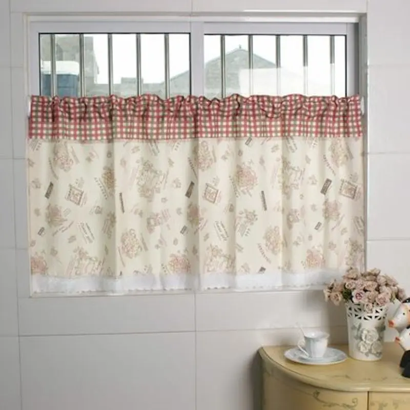 Rod Pocket Tube Curtain Cafe Shirred Curtain Apron Draw Drape Window