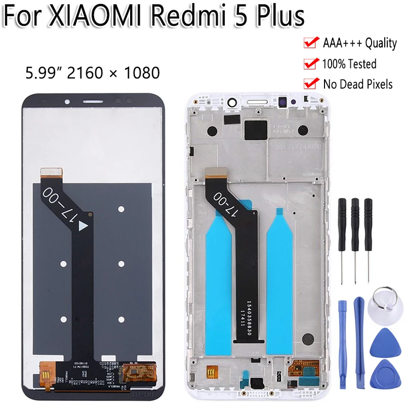 

5.99" Original LCD+Frame For Xiaomi Redmi 5 Plus LCD Display Touch Screen Assembly Replacement 10-Touch 2160*1080 Resolution