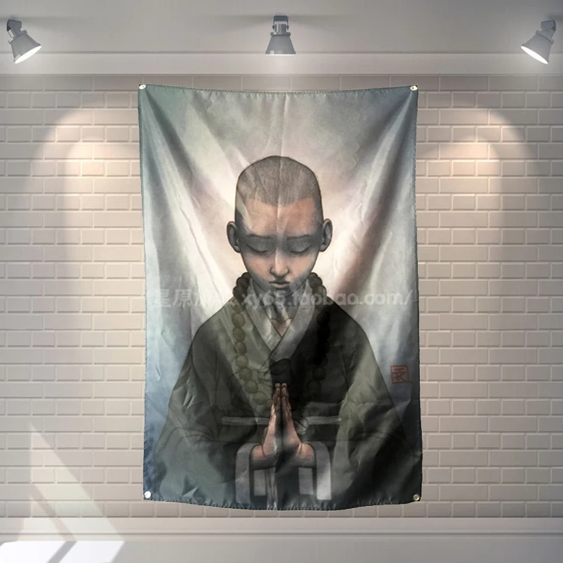 Маленький монах занавеска c мотивами дзен плакат баннеры храмов Спальня