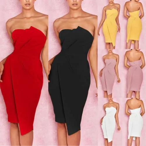 

2018 New Strapless Dress Sexy Women Clubwear Off Shoulder Dress Bandage Bodycon Sleeveless Summer Evening Party Short Mini Dress