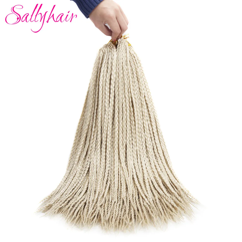 Sallyhair 18 Inches Crochet Box Braids Hair Extensions Brown Synthetic Braiding Hair Low Temperature Fiber