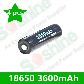 

4 pcs original SOSHINE Brand 18650 Li-ion rechargeable Battery Protected: 3600mAh 3.7V lithium