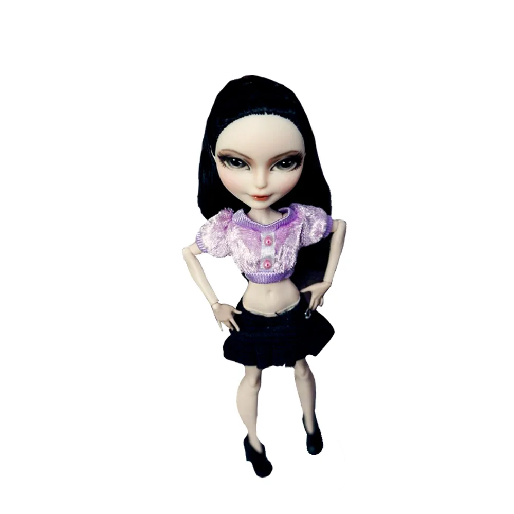 Rosana/Одежда для куклы Monster High, повседневная одежда, костюм, вечерние костюмы, юбка, кофта и штаны, штаны, наряд, аксессуары для кукол - Цвет: Purple clothess set