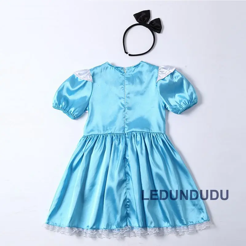 Kids Alice In Wonderland Cosplay Costumes Girls Princess Dress Halloween Party Fancy Suit Clothes Children Blue Maid Clothes (21)