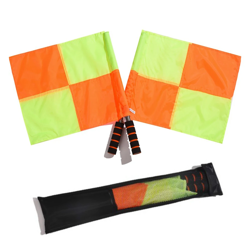 

2 Pcs Soccer Referee Flag with Bag Football Judge Sideline Fair Play use Sports Match Football Linesman Flags Referee Equipment