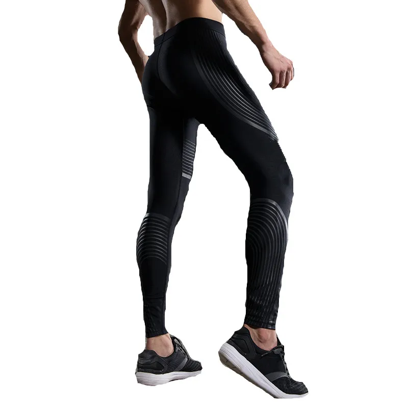 Fitness Pants Men Compression Tights Colourful Stripe Leggings