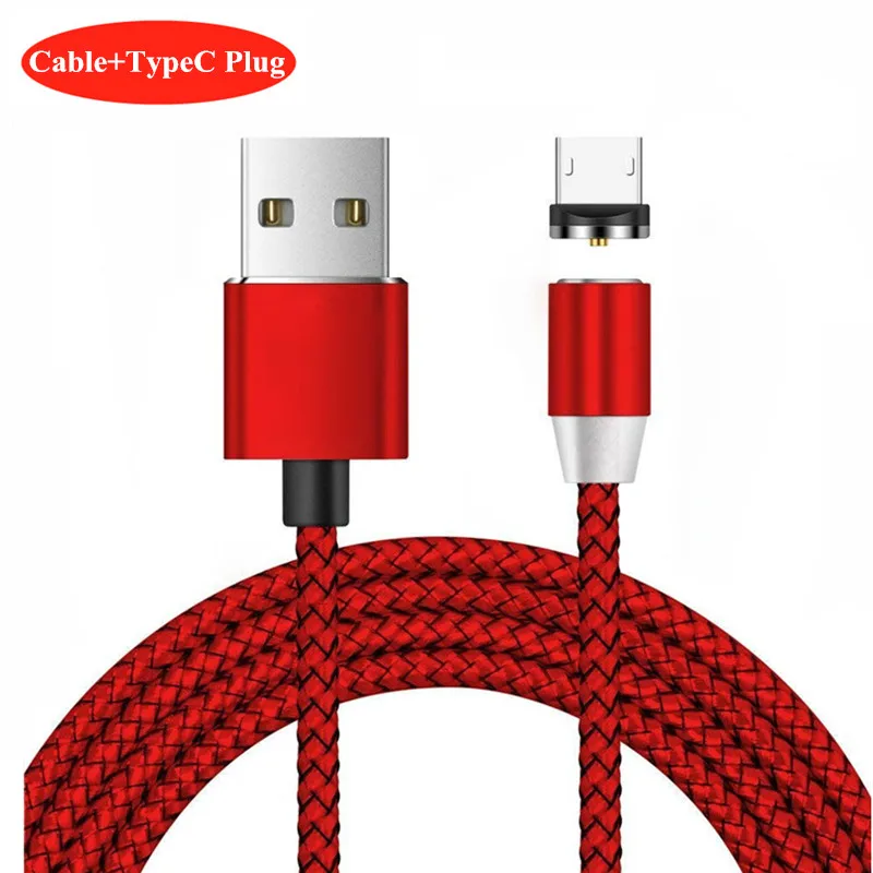 НИСИ 1 м 5 В/2,1 а светодиодный магнитный usb-кабель для зарядки iPhone, samsung, Xiaomi, huawei type C/Micro usb/IOS, кабель для быстрой зарядки - Цвет: Red TypeC Cable