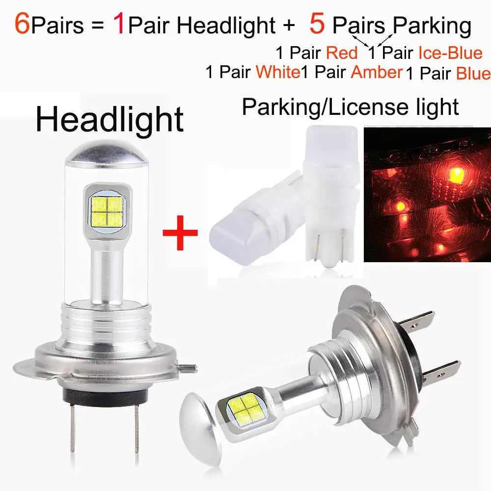 Мотоцикл H7 светодиодный головной светильник лампочка T10 W5W парковки лицензии светильник для Kawasaki Ninja 300 650 ZX6R Versys 1000 Z900 Z1000 - Цвет: 6Pairs