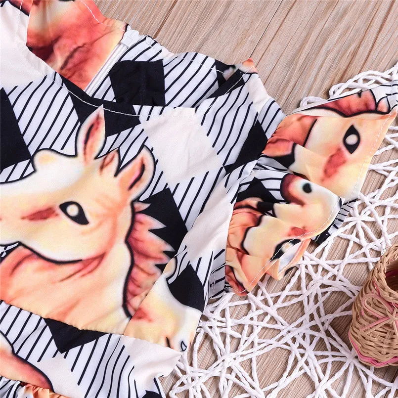 Girls dress Summer Children Baby Kids Girls Stripe Horse Print Leisure Princess Dress vestido #4J19 (2)