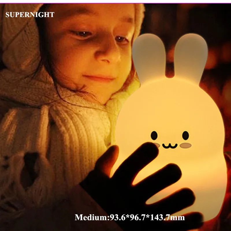  Touch Sensor 9 Colors Rabbit LED Night Light Cartoon Silicone Bunny Table Lamp Bedroom Bedside Lamp - 32975461813