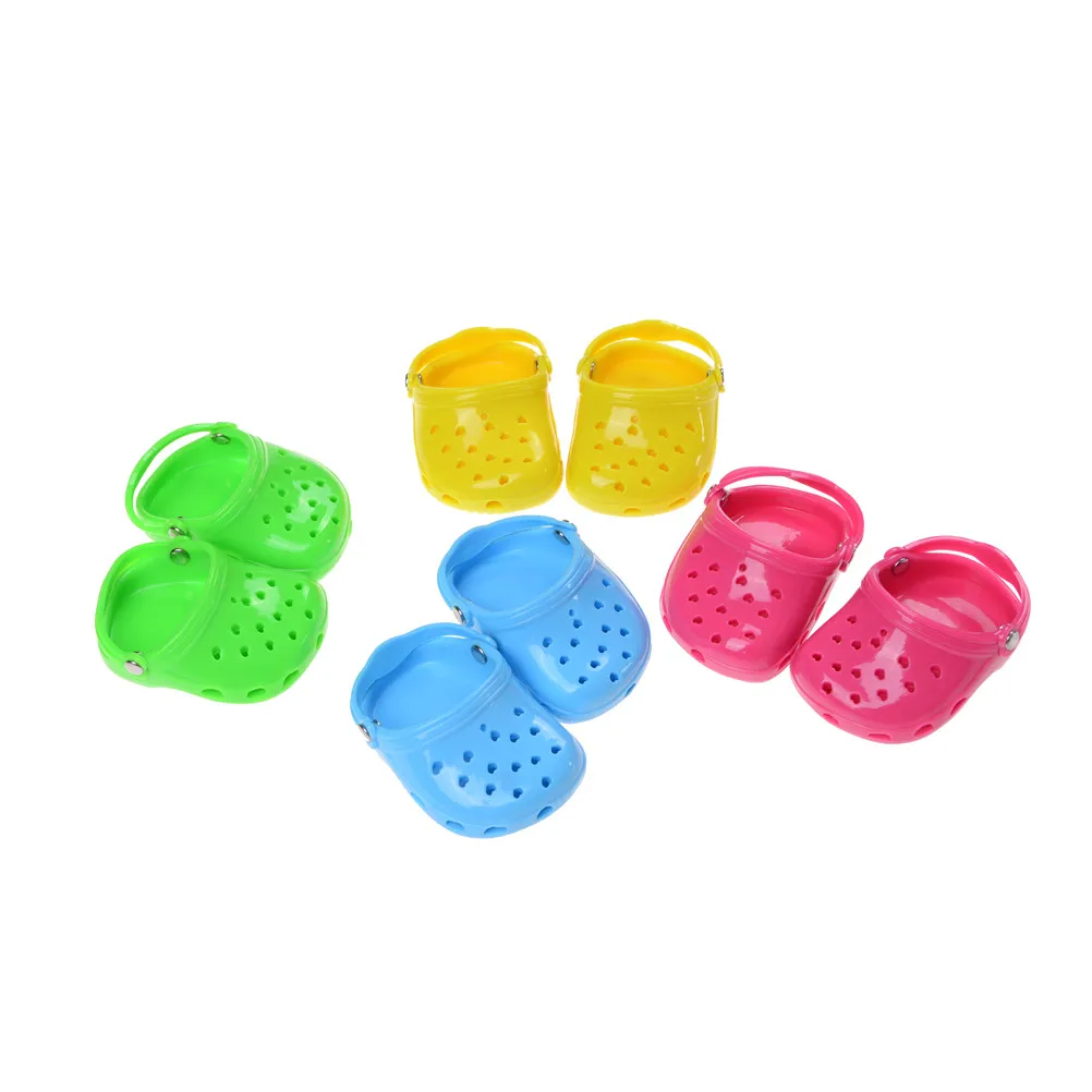 

18" 7.3cm Pink Rubber Beach Sandals Slippers for Girl Doll Daily Life Necessities Acessory Best Toy