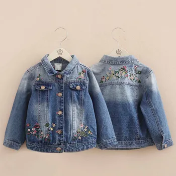 

Baby Coat 2018 Spring Korean New Girl Child Kids Embroidery Denim Jacket