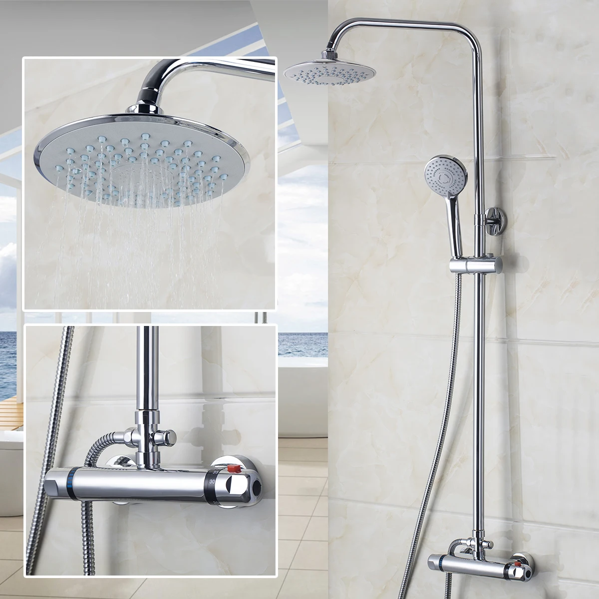 Shower Faucet 5 KEMAIDI 5 Стиль Термостатический душ для ванной с настенным креплением лейки для душа дождь-Ливень Нержавеющая сталь топ спрей и ручной душ abs - Цвет: Shower Faucet 5