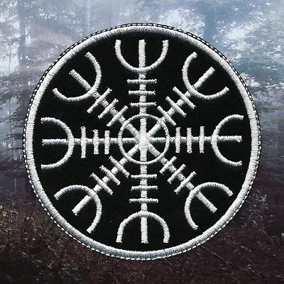

Norse Rune Aegishjalmr Embroidered Patch Pagan Viking Metal Paganism Viking Compass Vegvisir Tactical Morale Patch Badge