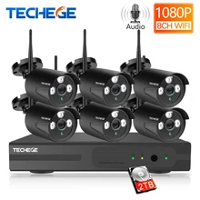 Techege H.265 8CH 1080P аудио камера система 2MP камера наблюдения безопасности Открытый водонепроницаемый беспроводной IP камера видео комплект