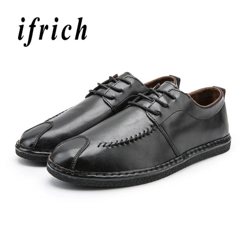 

Man Casual Shoes Spring Autumn Mens Split Leather Shoes Brown Khaki Retro Male Flat Footwear Anti-Slip Elegant Shoes Men