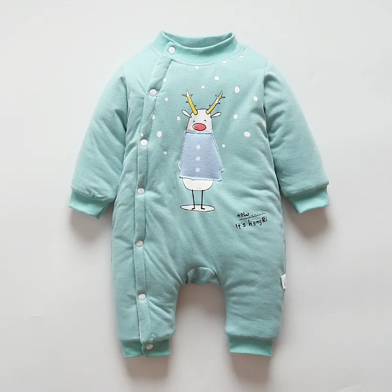 

BibiCola Toddler New Warm Rompers Clothing Baby Girls Winter Long Sleeve Jumpsuit Bebe Girls Cotton Thicken Cartoon Overalls