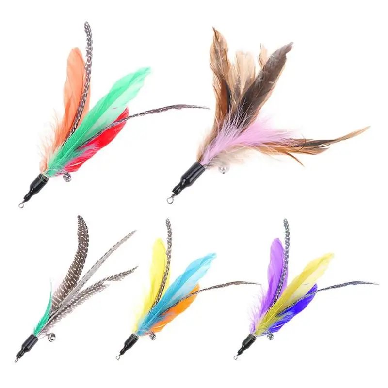 

5pcs/lot Random Colorful Cat Toys Feather Replacement Head Interactive Play Training Feather Refill Cat Wand Pet Products