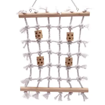 

Parrot Climbing Net Cotton Rope Bird Cage Wood Toy Play Gym Hanging Swing Net Parrot Bird Hammock Decor for Budgies Parakeet